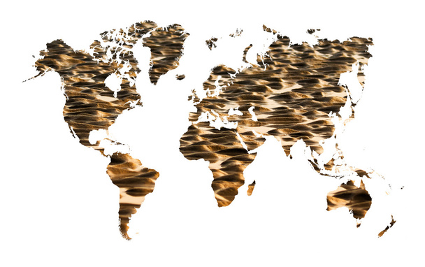 Doble exposición del mapa del mundo y patrón de arena
 - Foto, imagen