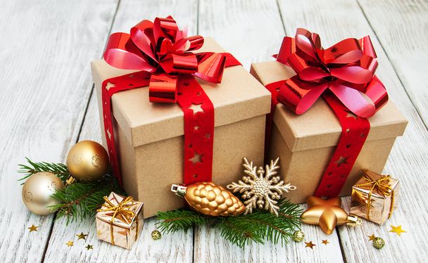 Noel hediye kutuları ve dekorasyonları - Fotoğraf, Görsel