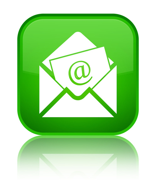 Ενημερωτικό δελτίο ηλεκτρονικού ταχυδρομείου εικονίδιο λαμπερό πράσινο τετράγωνο κουμπί - Φωτογραφία, εικόνα