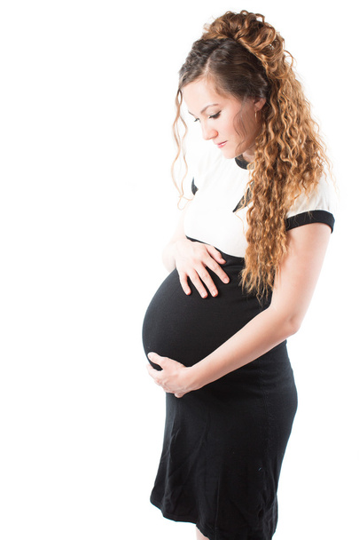Pregnant woman mother on white background The concept of Beautiful and Hea - Photo, Image