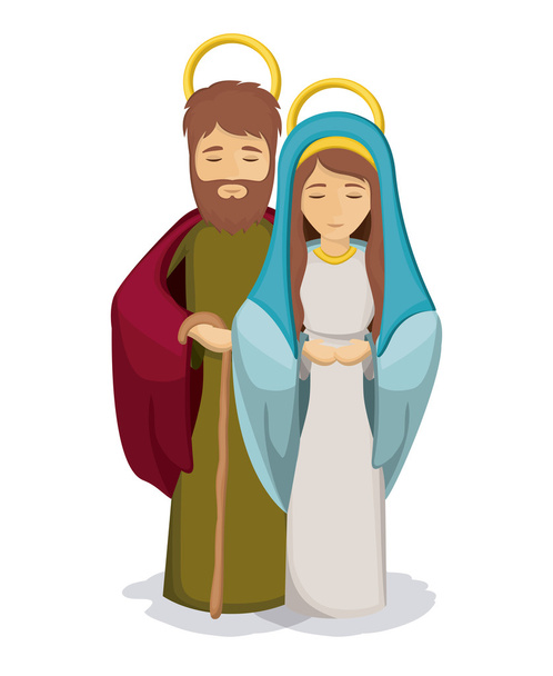 Geïsoleerde Maria en Jozef ontwerp - Vector, afbeelding