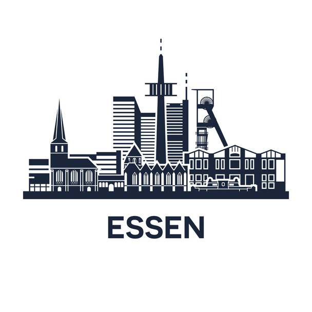 Essen Skyline Emblema
 - Vetor, Imagem