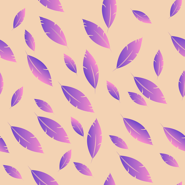 Feathers pattern for fashion design (hippie, boho style). repeat - Vector, imagen