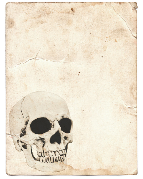 Halloween background with skull on old vintage paper - Foto, imagen