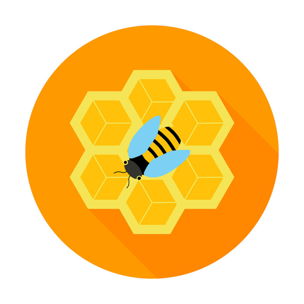 Honeycomb with bee circle icon - Vector, Image