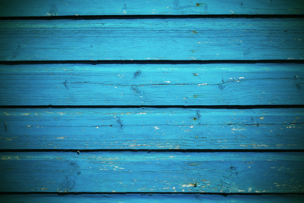 old wooden board texture background bright blue color - Photo, Image
