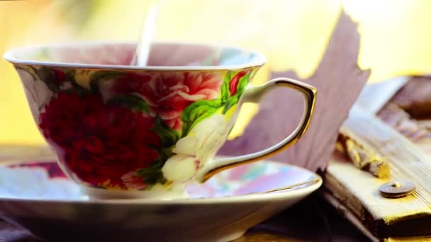 fall cup of tea - Video, Çekim