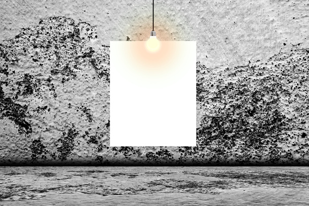 Blank white poster in concrete room.  - Photo, Image