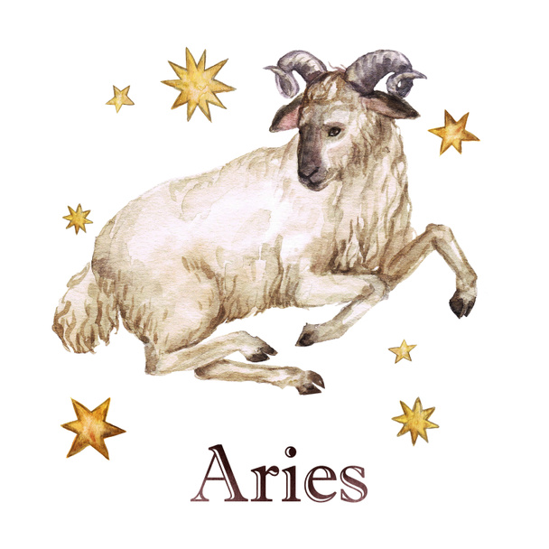 Zodiac sign - Aries. Watercolor Illustration. Isolated - Photo, Image
