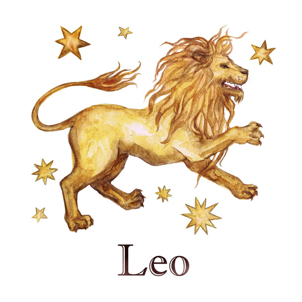 Zodiac sign - Leo. Watercolor Illustration. Isolated. - Photo, Image