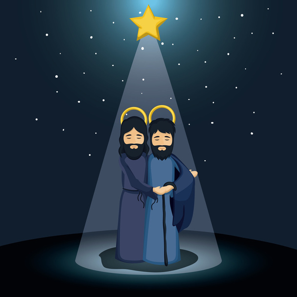 Jezus i Józef kreskówka - Wektor, obraz