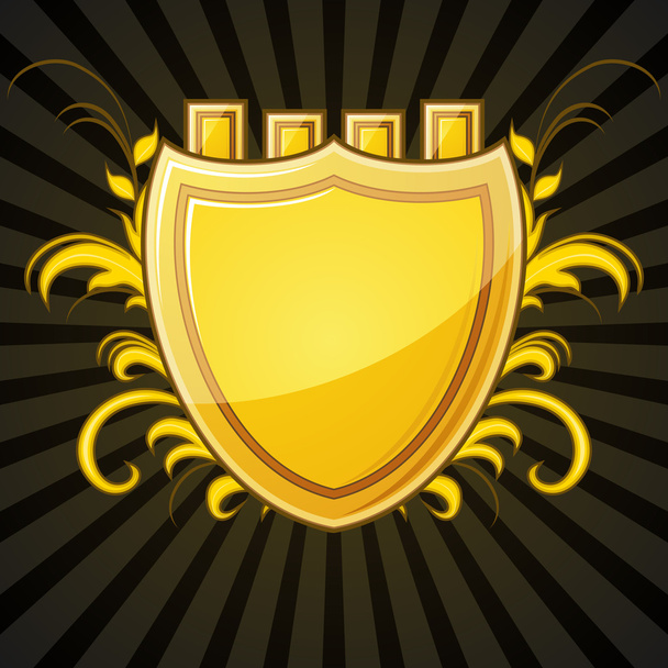 Golden shield with crown - Vecteur, image