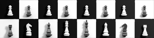 3d rendering chess set on a chessboard - Photo, Image