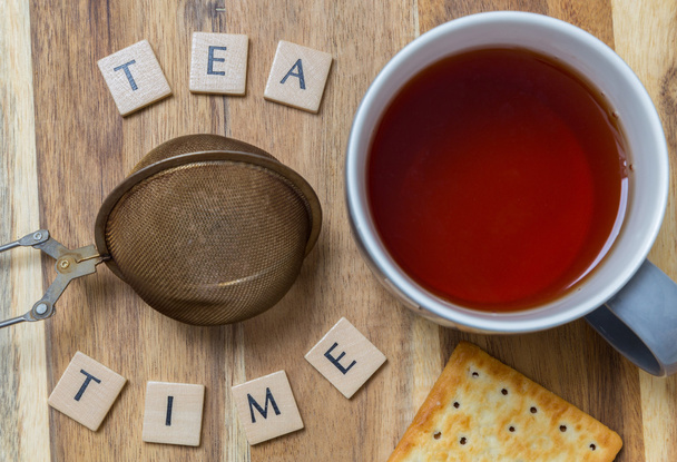 Tea time background on wood - Фото, зображення