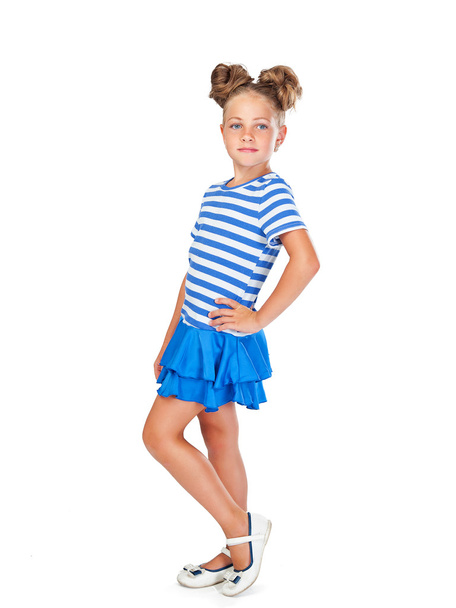 little girl in a smart dress and hairstyle - Φωτογραφία, εικόνα