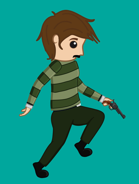 Terrorist Running with Gun - Vector, Image