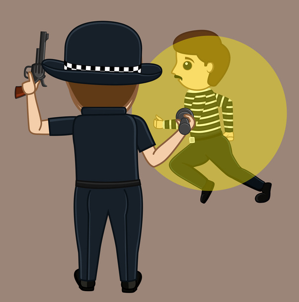 ladrón atrapado en policía antorcha luz vector concepto
 - Vector, imagen