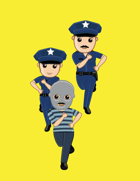 Police Running Behind Robber - Vector, Image