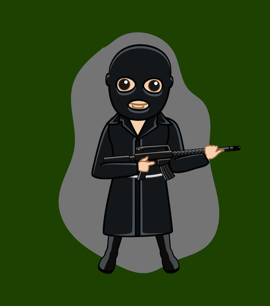Zwart kostuum Gangster met pistool - Vector, afbeelding