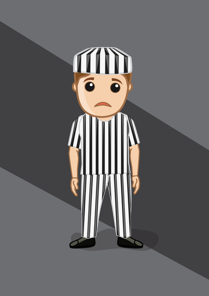 Sad Prisoner in Prisoner Dress - Vector, Image