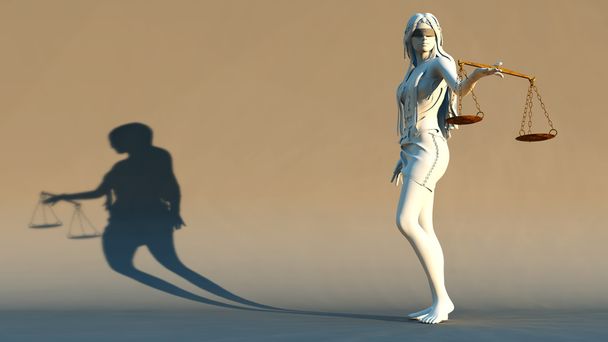 estátua representando a justiça, ilustração 3d
  - Foto, Imagem