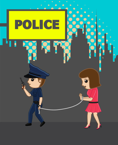 Señora policía con criminal femenino
 - Vector, Imagen