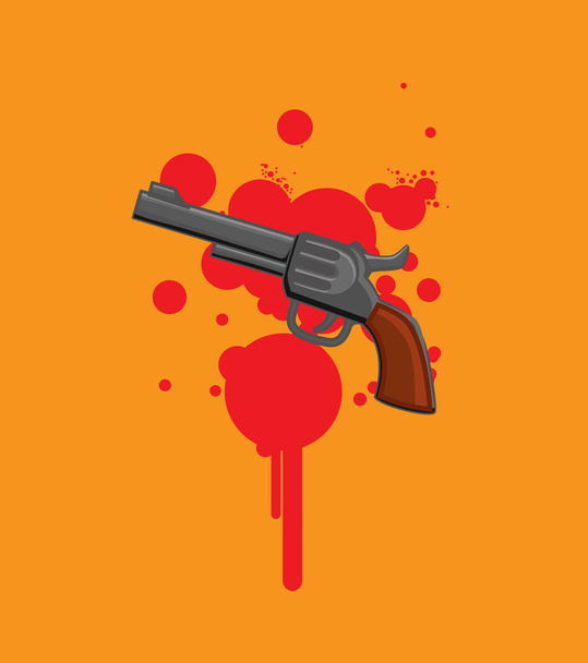 Pistolet na białym tle na krwi – koncepcja morderstwo - Wektor, obraz