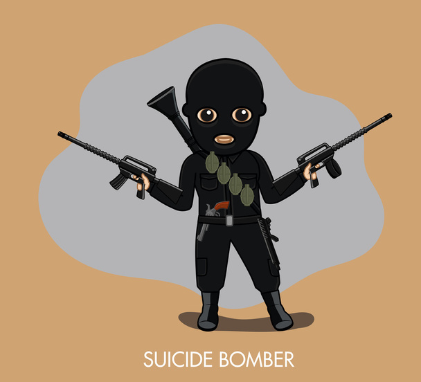 Terrorista bombista com armas
 - Vetor, Imagem