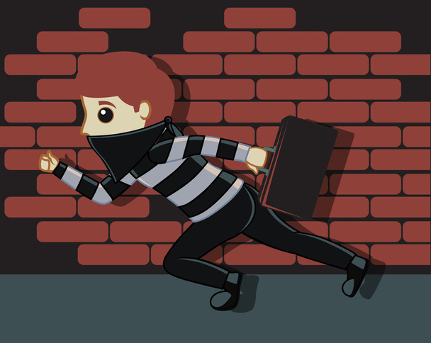 Thief Running with Money Suitcase Vector Illustration - Vector, Image