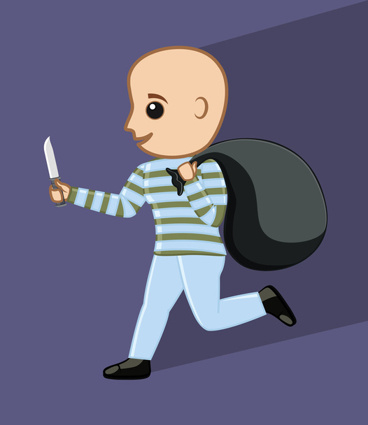 Robber dos desenhos animados correndo após o roubo
 - Vetor, Imagem