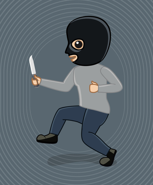 ladrão tentando entrar em casa com faca
 - Vetor, Imagem