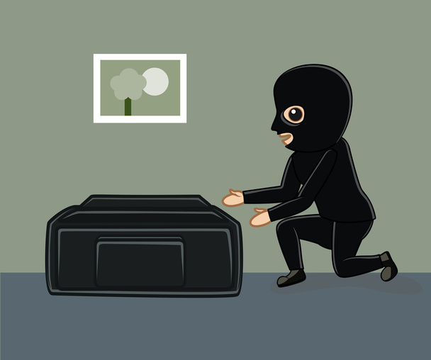Robber Trying to Pick Money Bag - Vector, Image