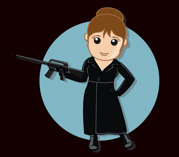 Female Gangster with Gun - Vector, Image