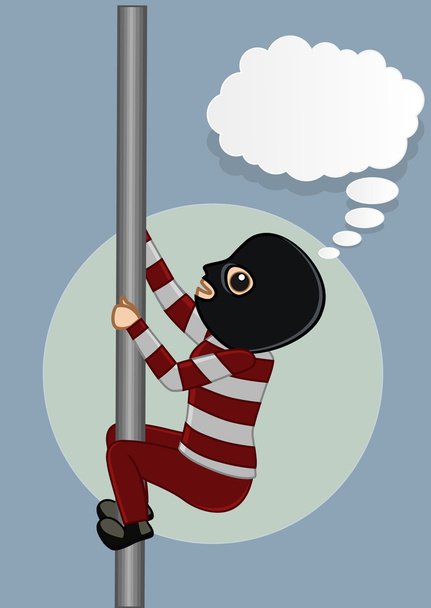 Robber Trying to Climb on Pole to Be Safe - Vector, Image