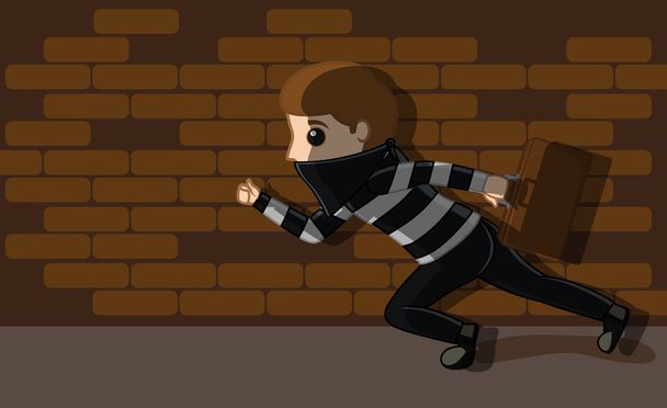 Thief Running with Money Suitcase - Vector, Image