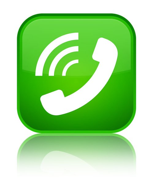 携帯電話の着信アイコン光沢のある緑正方形ボタン - 写真・画像