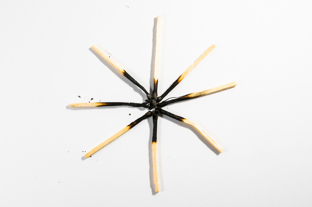 Match Stick Macro Detail Fire Symbol Safety White Isolated Backg - Foto, Imagen