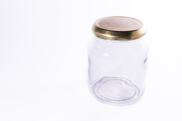 Glass Jar Jug Clear Transparent White Isolated Background Fresh  - Fotoğraf, Görsel