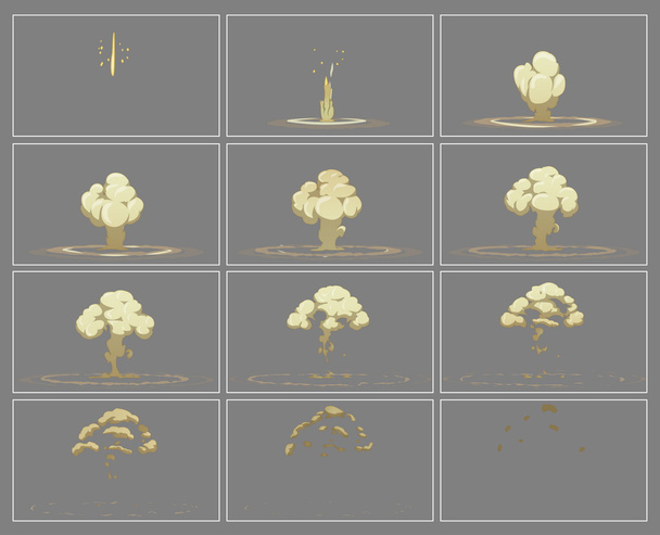 Nebel vertikale Explosion Spezialeffekt Animation Frames - Vektor, Bild