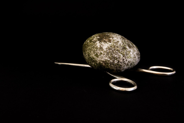 Rock Paper Scissors Game Black Isolated Background Decision Objects - Fotografie, Obrázek