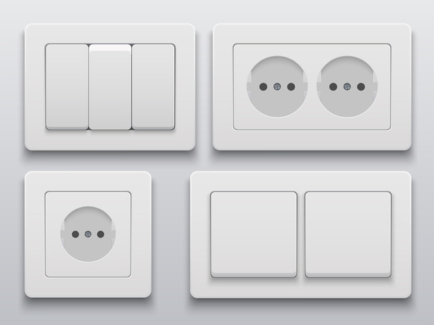 Vector modern power socket and light switch icon - Vector, Image