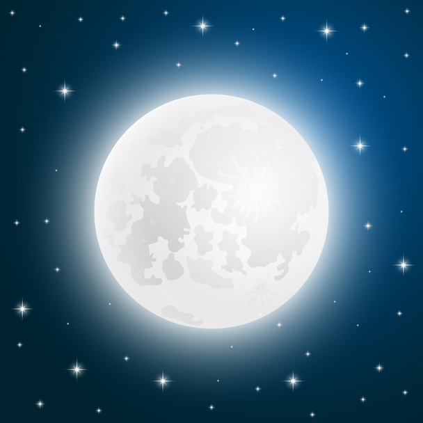 Mond mit leuchtenden Sternen, Himmel - Vektor, Bild