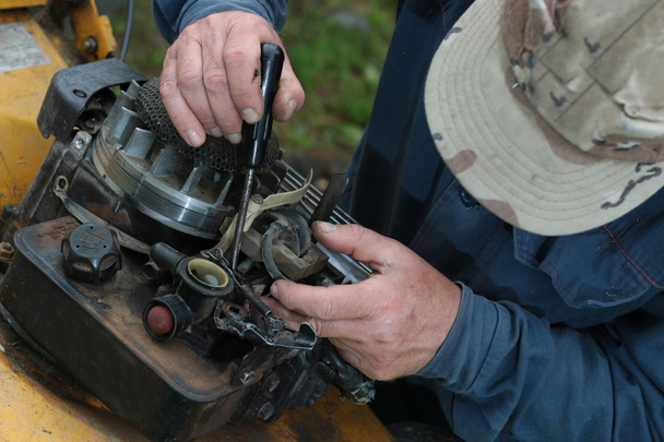 reparação de motor cortador de grama
 - Foto, Imagem