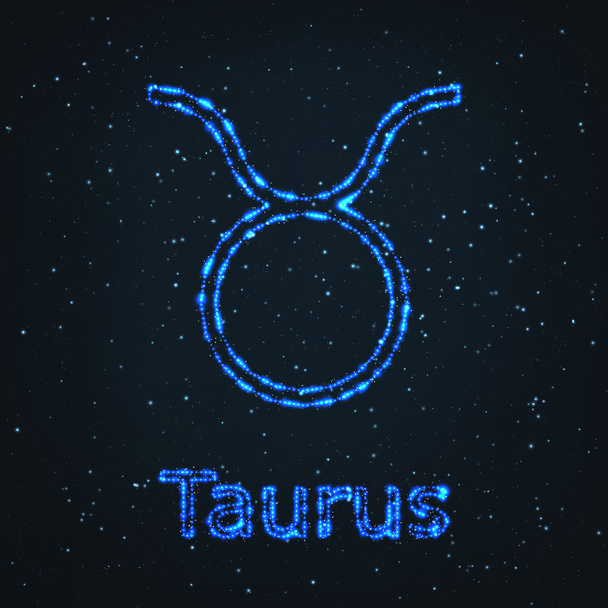 Astrology Shining Blue Symbol. Zodiac Taurus. - Vector, Imagen