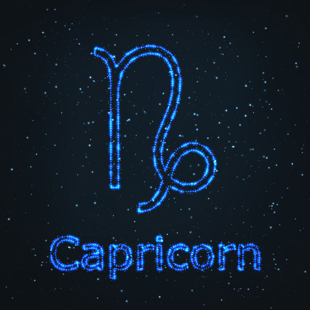 Astrology Shining Blue Symbol. Zodiac Capricorn. - Vetor, Imagem