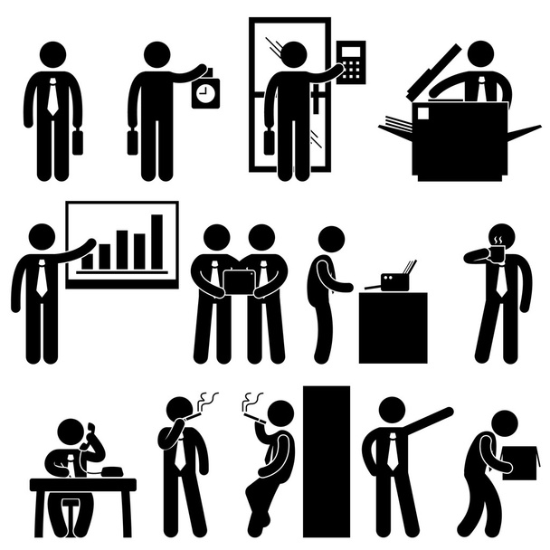 Business Businessman Employee Worker Office Colleague Workplace Working Icon Symbol Sign Pictogram - Vector, Image