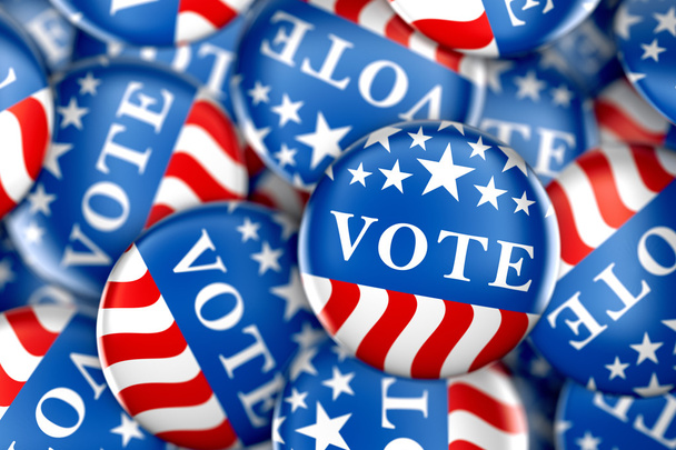 Vote buttons in red, white, and blue with stars - 3d rendering - Photo, Image