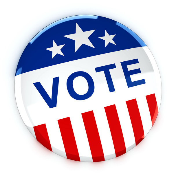 Vote button in red, white, and blue with stars - 3d rendering - Photo, Image