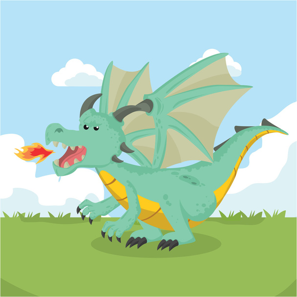 angry dragon vector illustration design - ベクター画像
