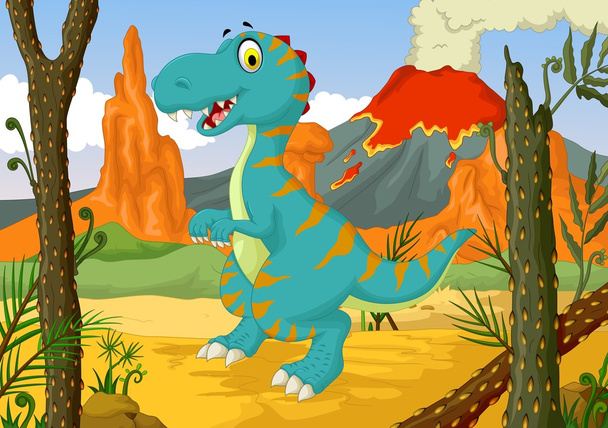 desenhos animados de dinossauro engraçado na selva
 - Foto, Imagem